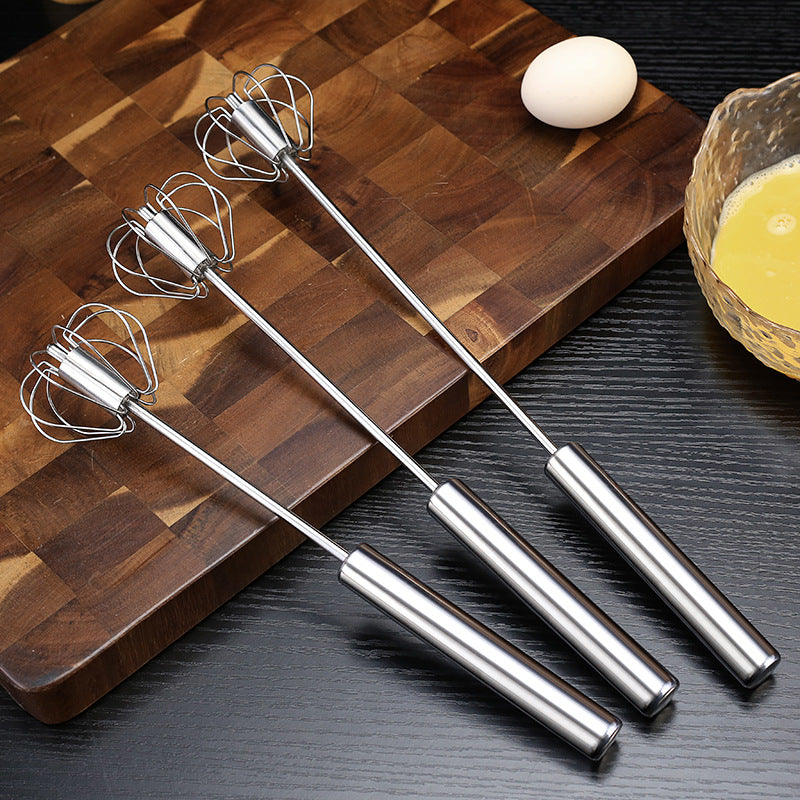 Stainless Steel Semi-automatic Whisk Handhold Push-type Egg Beater